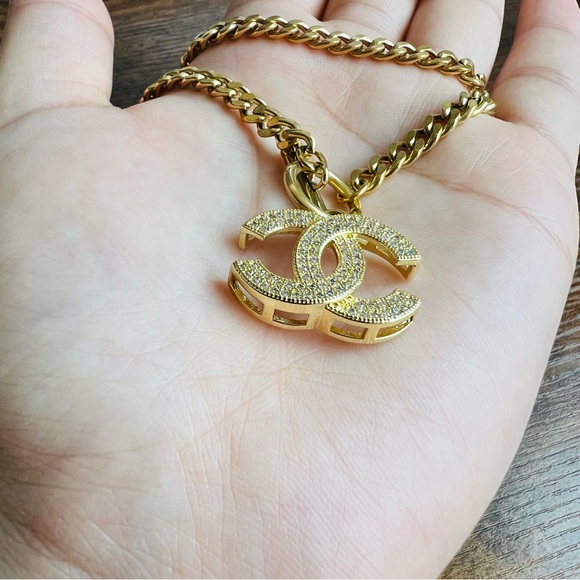 Reserved 18K Plated Gold Chanel Women jewelry Chain Necklace Bracelet Earrings - Picture 11 of 16